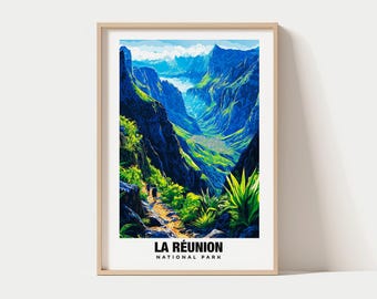 Impresión del Parque Nacional de La Reunión - Cartel de Francia, Vistas de La Reunión, Volcán de La Reunión, Senderos de La Reunión, Encanto de Francia, Belleza de La Reunión