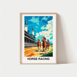 競馬旅行プリント、レジャースポーツ - 競馬旅行ギフト、印刷可能なポスター、デジタルダウンロード、誕生日プレゼント、競馬アート