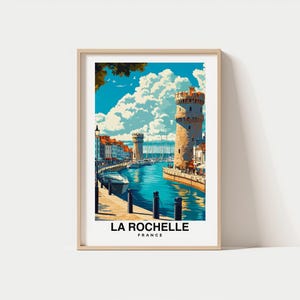 Impresión de La Rochelle: póster de Francia, arte mural de viajes, impresión costera, póster de Europa, arte portuario, decoración escénica, impresión junto al mar, póster de viajes