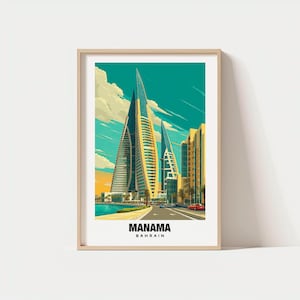 Manama Travel Print, Manama - Bahrain Travel Gift, Printable City Poster, Digital Download, Wedding Gift, Birthday Present, Bahrainian Art