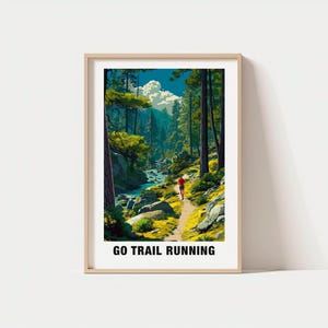 Lámina para correr por senderos al aire libre, paisaje natural (descarga digital)