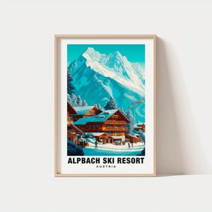 Arte de parede da estação de esqui de Alpbach - Paisagem serena de montanha nevada