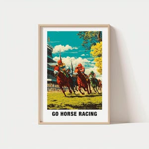 競馬旅行プリント、レジャースポーツ - 競馬旅行ギフト、印刷可能なポスター、デジタルダウンロード、誕生日プレゼント、競馬アート