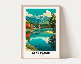 Póster de Lake Placid: Escapada de invierno - Arte de las montañas Adirondack