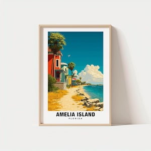 Impresión de Amelia Island: póster de Florida, vistas de Amelia Island, lugares emblemáticos de Amelia Island, ciudad de Amelia Island, encanto de Florida, belleza de Amelia Island