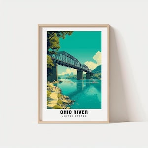 Ohio River Print – USA Poster, Travel Art, River Scene, Scenic Views, Waterfront Escape, Nature Poster, Peaceful Landscape, Riverfront Charm