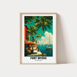 Fort Myers Travel Poster: Coastal View, Florida Beach Wall Art