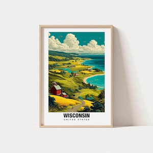 Wisconsin Travel Print, Wisconsin - United States Travel Gift, Printable City Poster, Digital Download, Wedding Gift, Birthday Present Print