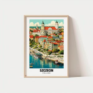 Stettin Druck - Polen Poster, Stettin Ansichten, Pommerschen Charme, Flussufer Szene, landesweite Schönheit, lokales Erbe, Polen Reise