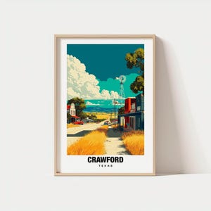 Crawford Print - USA Poster, Crawford Views, Crawford Art, Town Charm, Prairie Scene, Local Beauty, Community Heritage, Texas Travel