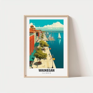 Waukegan Print - USA Poster, Waukegan Ansichten, Waukegan Kunst, Stadtcharme, Seeufer-Szene, Landschaft, lokales Erbe, Illinois Reise