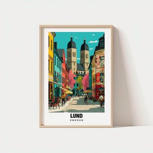 Impresión de Lund: Póster de Suecia, Vistas de Lund, Arte de Lund, Encanto de la ciudad, Escena histórica, Belleza universitaria, Patrimonio local, Viajes a Suecia