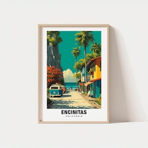 Encinitas Print – California Poster, Coastal Views, Travel Art, Beach Scene, Ocean Charm, Surf Vibes, Sunset Glow, Seaside Art,Southern Cali
