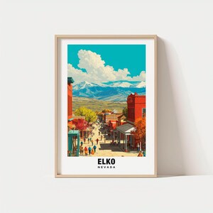 Elko-affisch: Historisk stadsvy - Konsttryck från Western Desert