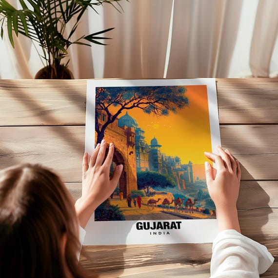 Gujarat Travel Poster – Indian Cultural Landscape - Etsy