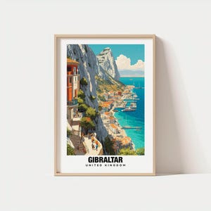 Gibraltar Print - UK Poster, Travel Wall Art, Cityscape Print, Scenic Art, Coastal Decor, Landmark Print, Mediterranean View, Travel Poster