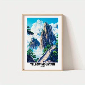 Yellow Mountain Print - China Poster, Travel Wall Art, Scenic Print, Nature Decor, Mountain View, Misty Peaks, Asian Landscape, Travel Print