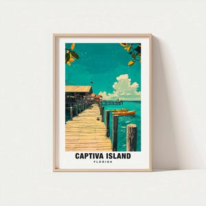 Captiva Island Print - USA Poster, Reisekunst, Küstenszene, Strandansichten, Insel entkommen, Malerische Landschaft, Sonnenuntergang Charme, Florida Poster