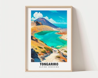 Tongariro Alpine Crossing Print: New Zealand Trail Art (Multiple Sizes)