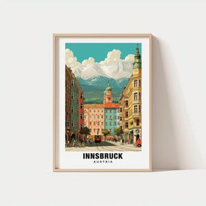 Impression d&#39;Innsbruck - affiche Autriche, vues d&#39;Innsbruck, montagnes d&#39;Innsbruck, ville d&#39;Innsbruck, charme autrichien, beauté d&#39;Innsbruck, patrimoine d&#39;Innsbruck