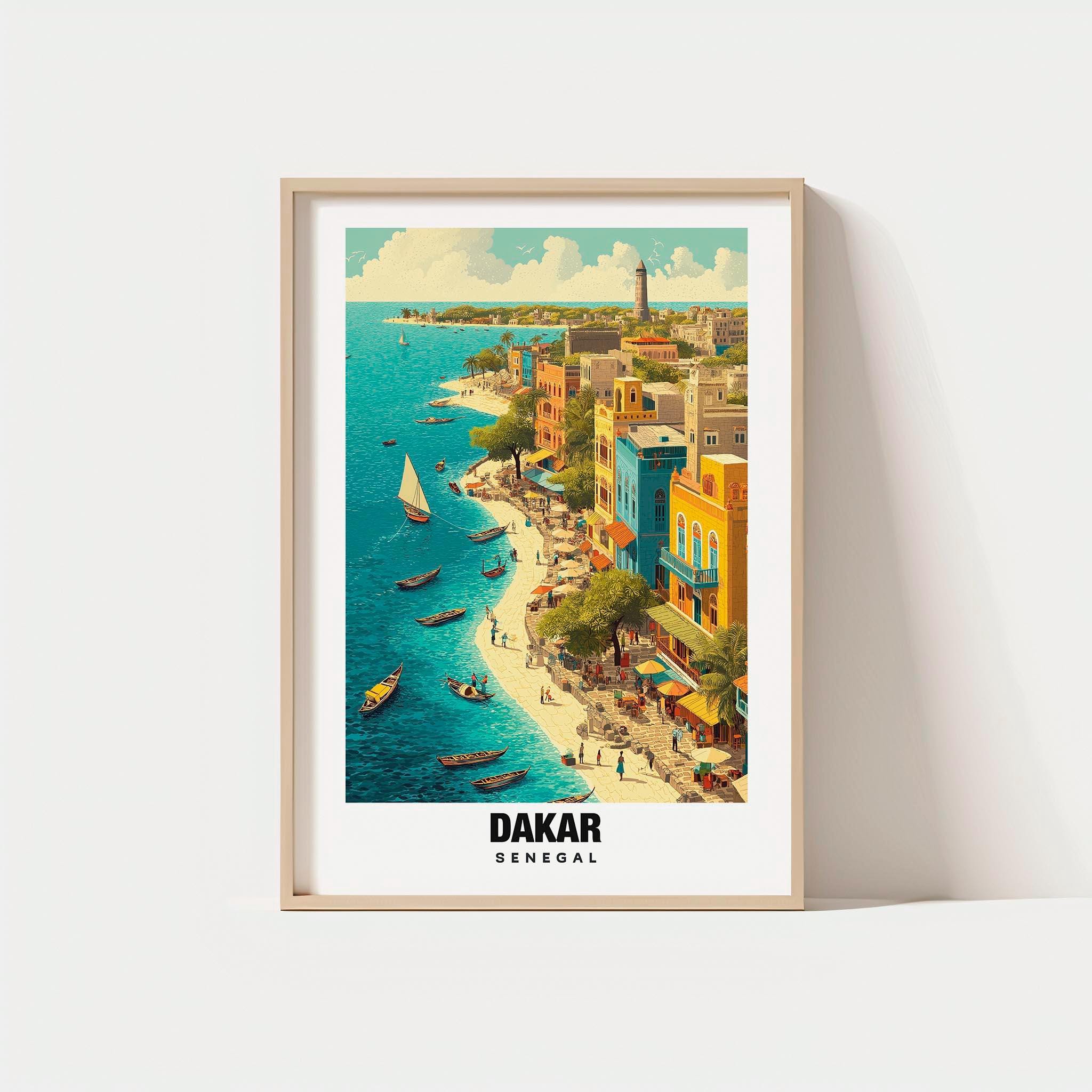 Poster Vintage Dakar Sénégal - Décoration Murale Voyage 20x30 Cm - Style Rétro Pour Salon, Chambre Ou Bureau