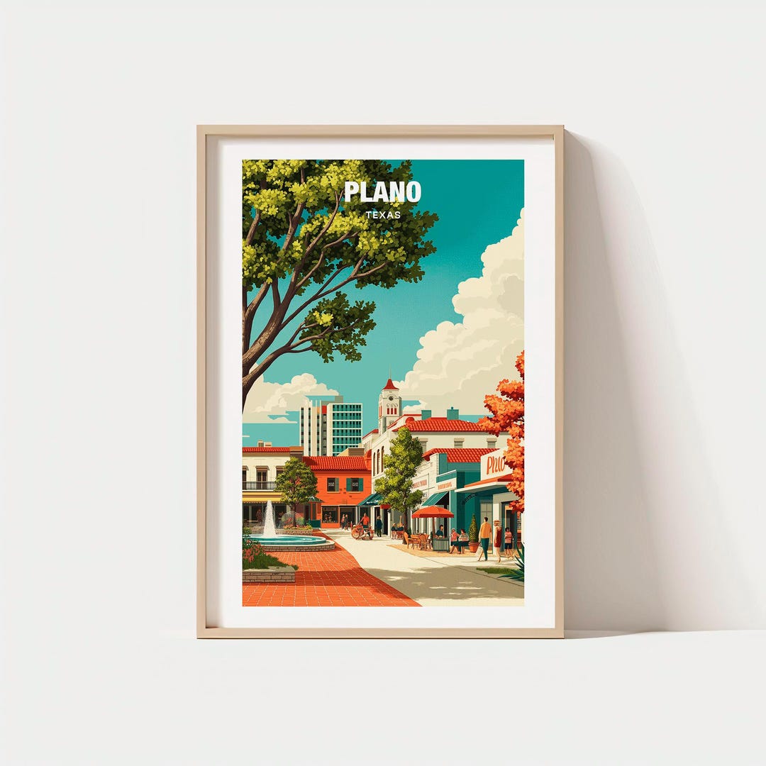 Plano Travel Poster - Texas Suburban City Art Print - Etsy