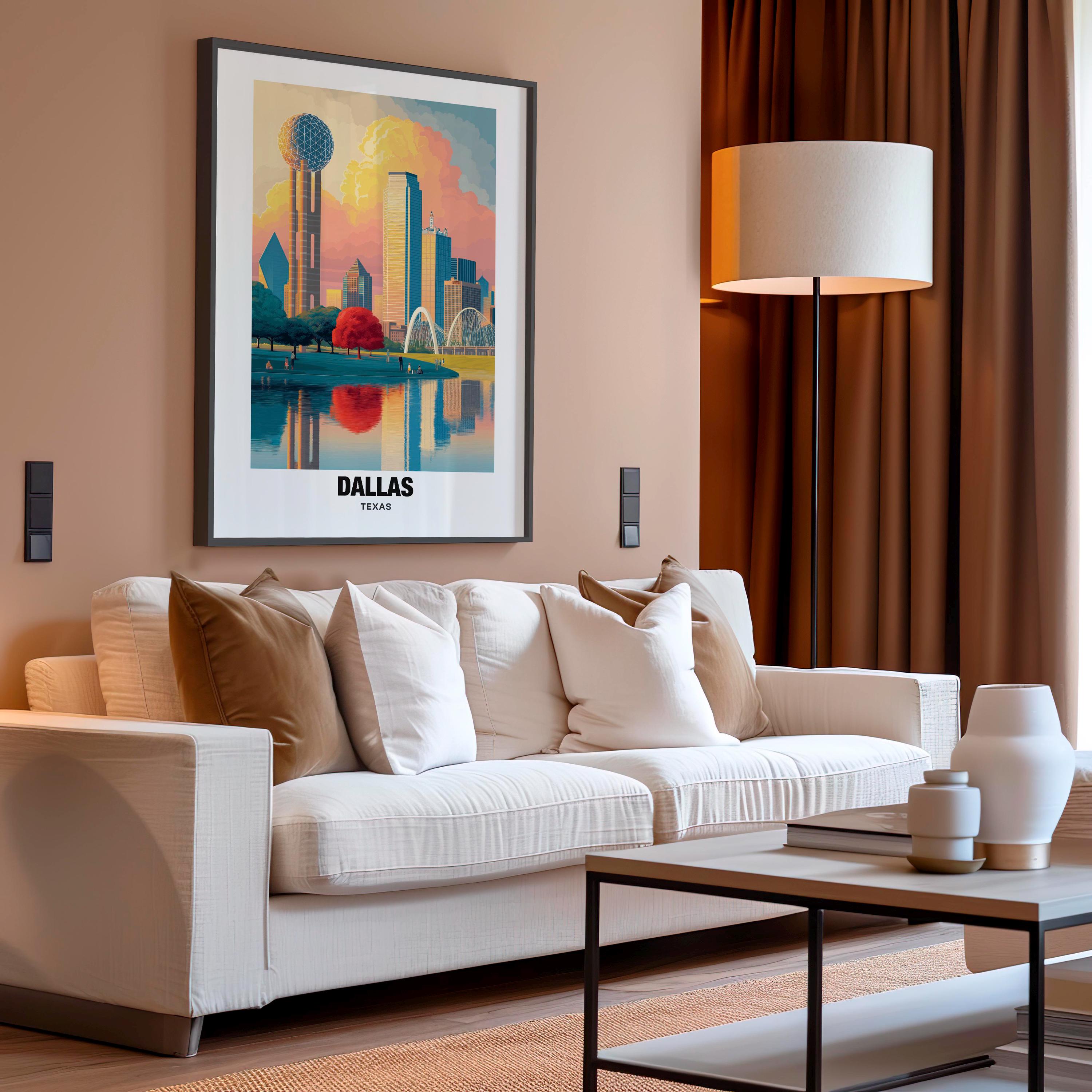 Dallas Skyline Art Print, Texas Travel Poster - Etsy