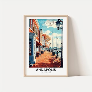 Impresión de la ciudad de Annapolis, póster de viaje de Annapolis, regalo de viaje a Maryland, descarga digital de Annapolis, póster de Maryland, regalo de Annapolis, ciudad de EE. UU.