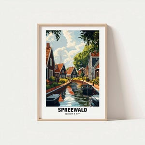 Spreewald Poster - Deutschland Poster, Reisekunst, Waldszene, Kanalansichten, Natur entkommen, Malerische Landschaft, rustikaler Charme, Brandenburg Poster
