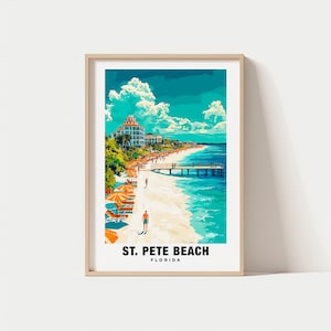 Impresión de St. Pete Beach - Póster de Florida, Vistas de St. Pete Beach, Lugares emblemáticos de St. Pete Beach, Ciudad de St. Pete Beach, Encanto de Florida, St. Pete Beach