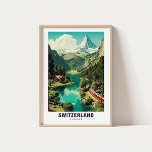 Switzerland Print - Europe Poster, Travel Wall Art, Mountain Print, Scenic Art, Alpine Decor, Nature Print, Travel Poster, Swiss Landscape