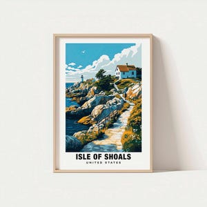 Isles of Shoals Druck - USA Poster, Reise Kunst, Küsten Motiv, Inselansichten, Küsten Motiv, Malerische Landschaft, Maritimer Charme, Neuengland