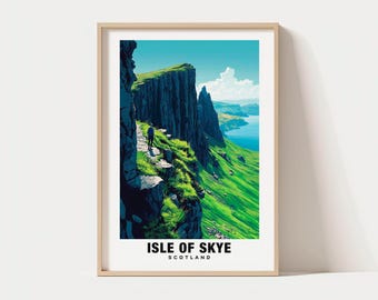 Väggkonst på Isle of Skye - Tryck med karga berg och kustlinje