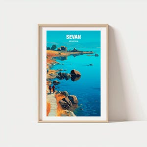 Plakat podróżniczy Sewan – wydruk artystyczny nad jeziorem ormiańskim
