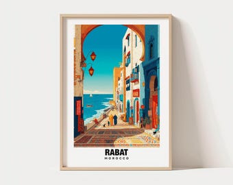 Rabat Travel Print, Rabat - Morocco Travel Gift, Printable City Poster, Digital Download, Wedding Gift, Birthday Present, Morocco Culture