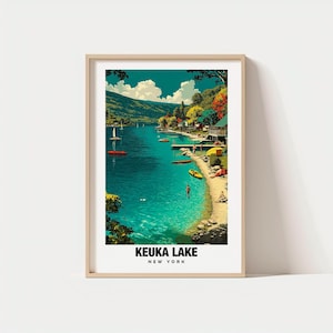 Keuka Lake-print - VS-poster, Keuka Lake-uitzichten, Keuka Lake-kunst, Lake Charm, Finger Lakes-scène, natuurlijke schoonheid, lokaal erfgoed, New York