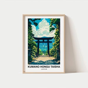 Kumano Hongu Taisha Otorii Druck - Reiseplakat, japanische Kunst, heiliger Schrein, Malerische Ansichten, majestätisches Torii Tor, spirituelles Erbe, Japan