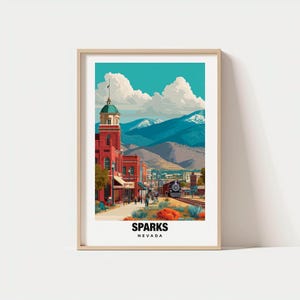 Sparks Print - USA Poster, Sparks Views, Sparks Art, City Charm, Mountain Scene, Urban Beauty, Local Heritage, Nevada Travel