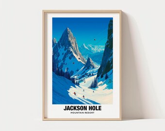Jackson Hole Poster: Mountain Landscape - Ski Resort Art