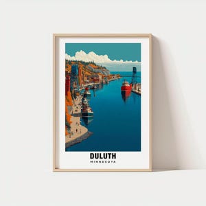 Duluth Print – USA Poster, Reise Kunst, See Szene, Hafenansichten, Stadt entkommen, Malerische Landschaft, Maritimer Charme, Minnesota Poster