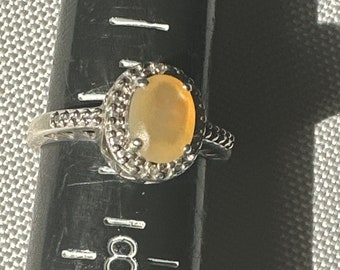 Size 7 Sterling Silver Ring, Champagne Chrysoberyl, Mod Style