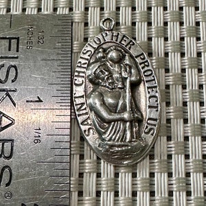 Antique Sterling Silver Heavy St. Christopher, St. Raphael Catholic Medal in Nice Condition
