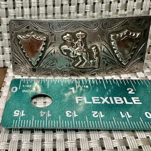 Antique Sterling Silver and 18k Gold Southwest Style Belt Buckle