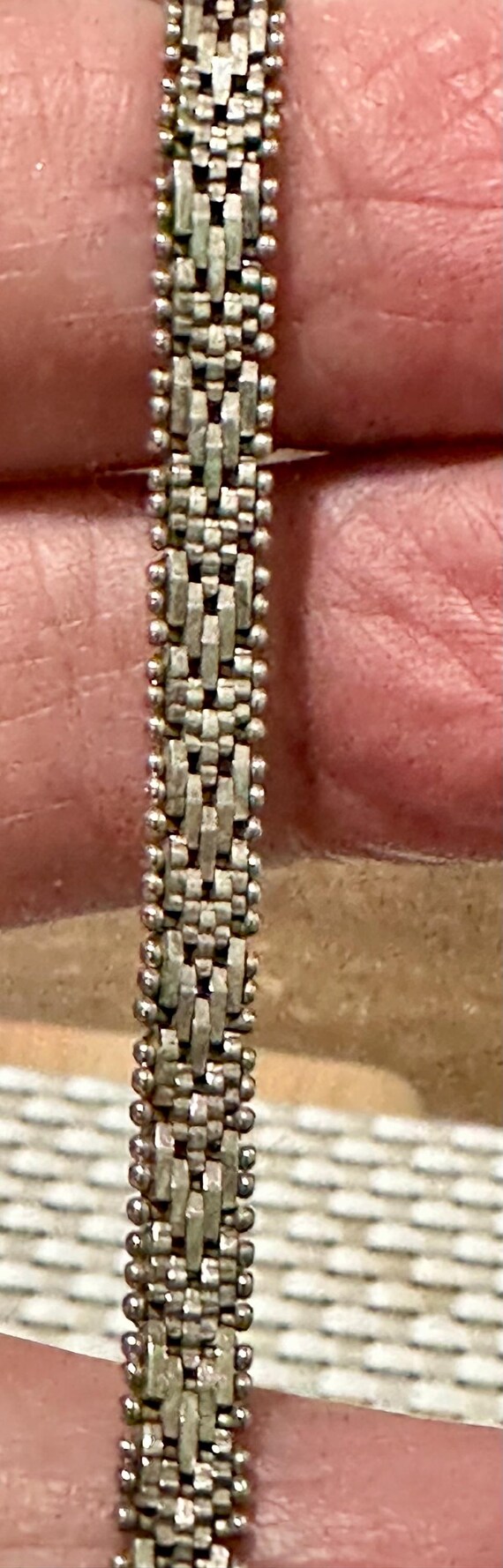 Vintage Nice Herringbone Pattern Sterling Silver … - image 4