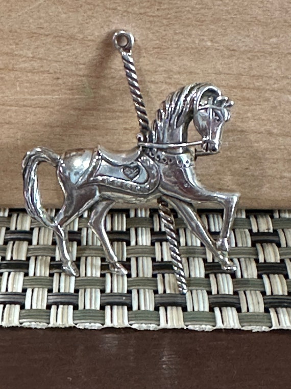 Antique Hand Made Silver Horse Pendant, Merry Go R