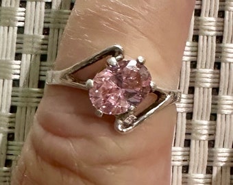 Sterling Silver Pink Ice Gemstone Size 8 Ring