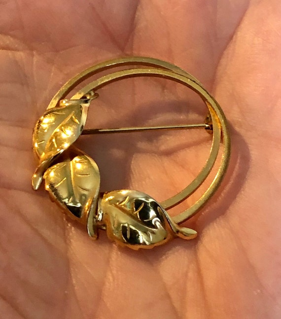 Antique Gold Filled Intricate Leaf Design  Brooch