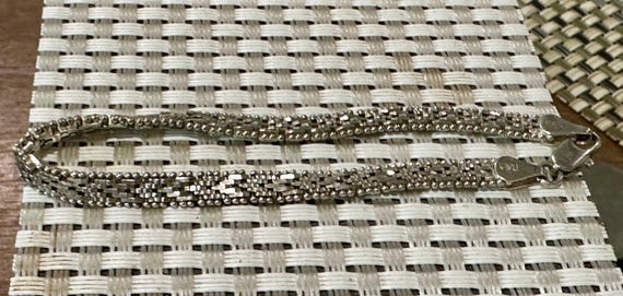 Vintage Nice Herringbone Pattern Sterling Silver … - image 3