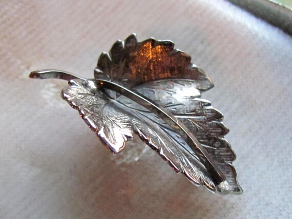 Small Antique Sterling Silver Maple Leaf Brooch m… - image 5