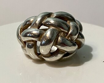 Vintage Large Gordian Knot Sterling Silver Size 6 1/2 Ring,